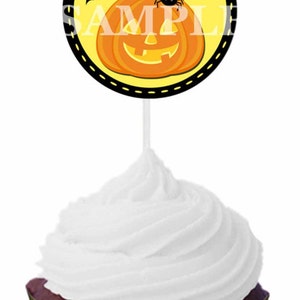 Halloween Pumpkin Cupcake Topper & Matching Cupcake Wrappers image 2