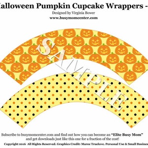 Halloween Pumpkin Cupcake Topper & Matching Cupcake Wrappers image 4