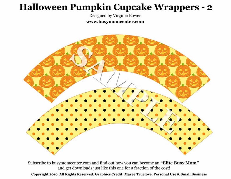 Halloween Pumpkin Cupcake Topper & Matching Cupcake Wrappers image 4