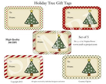 Holiday Tree Gift Tags - Christmas Gift Tags - Printable Gift Tags - Instant download
