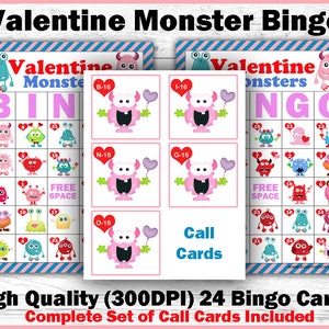 Valentine Bingo Game - Printable Bingo - For Boys & Girls