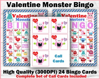 Valentine Bingo Game - Printable Bingo - For Boys & Girls