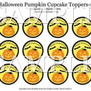 Halloween Pumpkin Cupcake Topper & Matching Cupcake Wrappers image 3