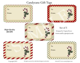 Candy Cane Gift Tags - Christmas Gift Tags