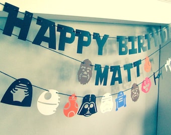 Star Wars Birthday Party, Star Wars, Star Wars Party Banner, Customizable, Optional Garland of Star Wars Shapes, String It Yourself
