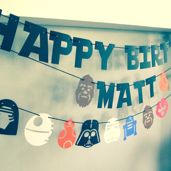 Star Wars Banner, Star Wars Birthday Party, Star Wars Banner, Personalized, Optional Garland,  String It Yourself, Space Party, Yoda, Darth
