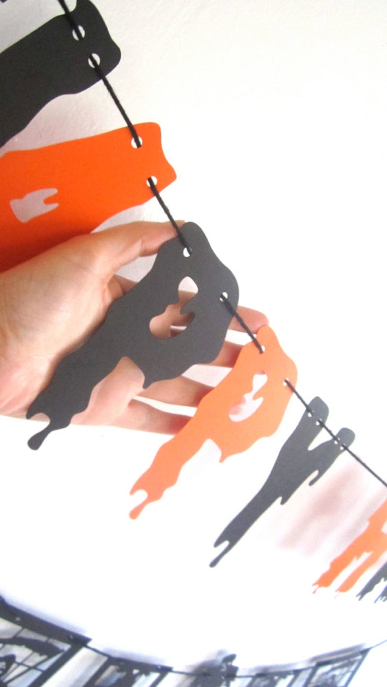Scary Birthday Party,Scary Silhouettes Custom Halloween Grim Reaper Dripping Font Bat Orange and Black Happy Halloween Banners Zombie