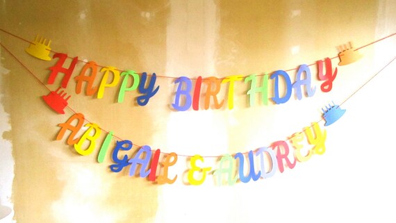 twins birthday happy birthday banner with two names etsy