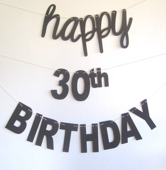 Cursive Font Happy 30th Or Birthday Banner Cursive And Etsy