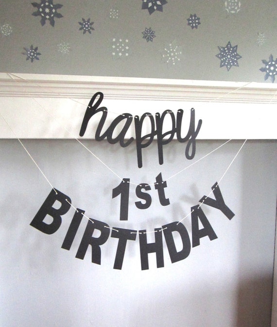 Happy 1st Birthday Happy First Birthday Banner Happy Etsy