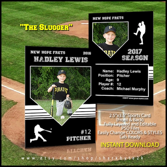baseball card template perfect for trading cards for your etsy