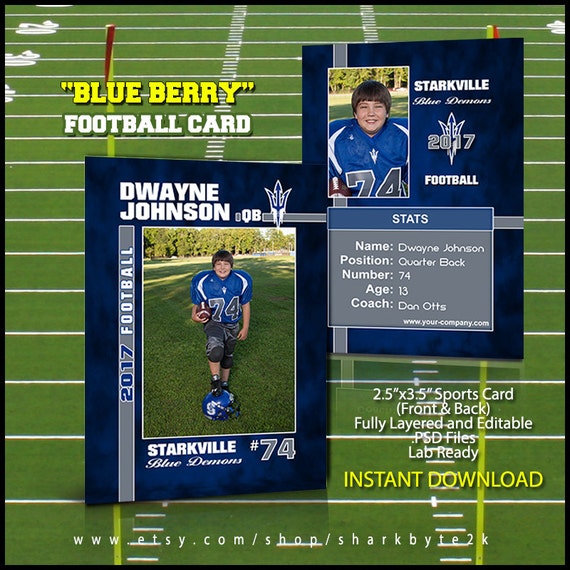 football sports trader card template for photoshop easily etsy