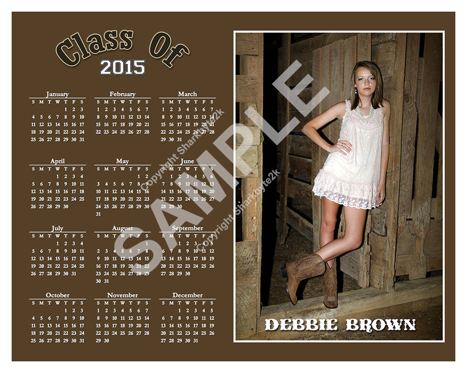 2015 8x10 Photo Calendar Horizontal and Vertical Template for Etsy