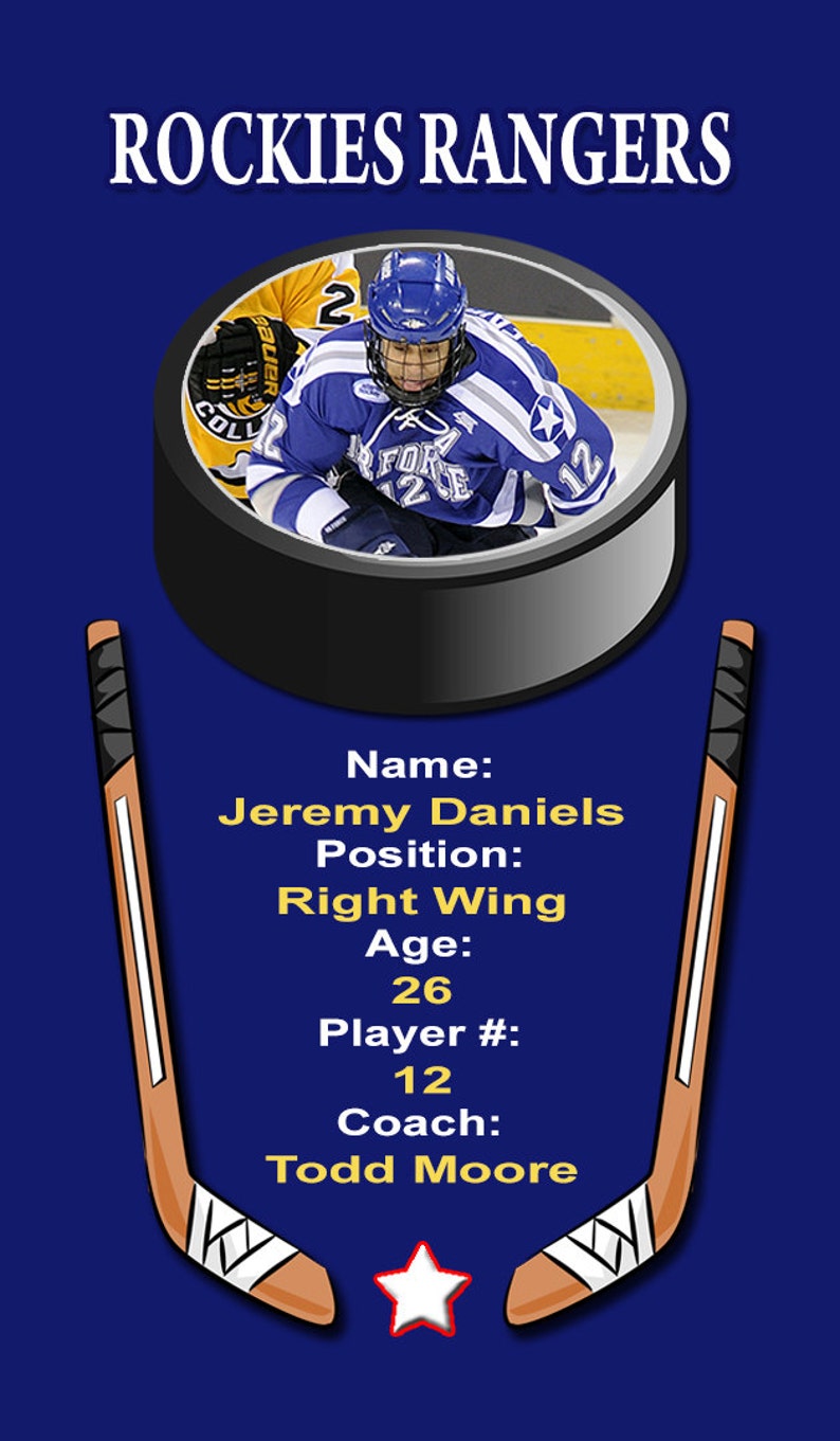 2020 Miniature Hockey Card Template pour Etsy