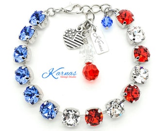 LADY LIBERTY 8mm Crystal Chaton Bracelet K.D.S. Premium Crystal *Pick Your Finish *Karnas Design Studio™ Seasonal Exclusive *Free Shipping