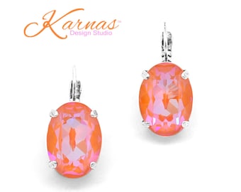 LUMINOUS ORANGE La Belle Époque 18x13mm Earrings K.D.S. Premium Crystal *Choose Your Finish *Karnas Design Studio™ *Free Shipping