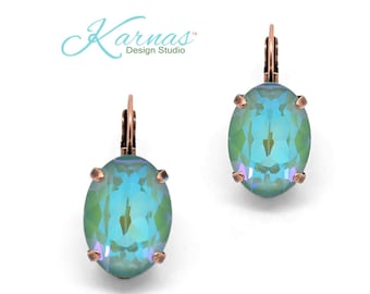 RADIANT NATURE GREEN La Belle Époque 18x13mm Drop or Stud Earrings *Genuine Crystal *Pick Your Finish *Karnas Design Studio™