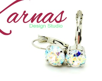 DUSTED CRYSTAL 8mm Drop or Stud Earrings Made With K.D.S. Premium Crystal *Choose Your Finish *Karnas Design Studio™ *Free Shipping*