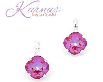 RADIANT CHERRY 12mm Cushion Cut Drop or Stud Earrings K.D.S. Premium Crystal *Choose Your Finish *Karnas Design Studio™ *Free Shipping