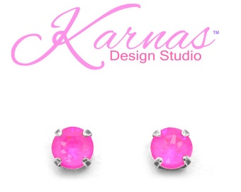 ULTRA PINK AB 8mm Xirius Cut Stud or Drop Earrings Neon K.D.S. Premium Crystal *Pick Your Finish *Karnas Design Studio™ *Free Shipping