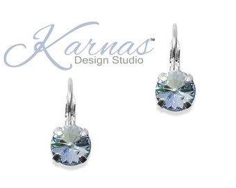 BLUE SHADE 8mm Drop or Stud Earrings Made With K.D.S. Premium Crystal *Choose Your Finish *Karnas Design Studio™ *Free Shipping