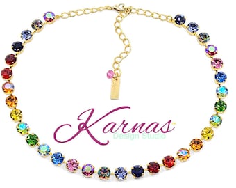 LUCKY CHARM 8mm Multi-Color Necklace Made With KDS Premium Crystal *Choose Your Finish *Karnas Design Studio™ *Free Shipping