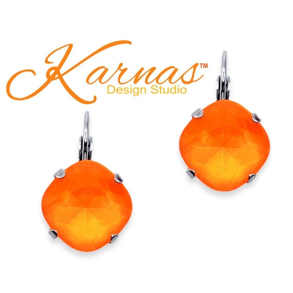 TANG 12mm Cushion Cut Drop or Stud Earrings Made With Genuine Crystal *Choose Your Finish *Karnas Design Studio™ *Free Shipping