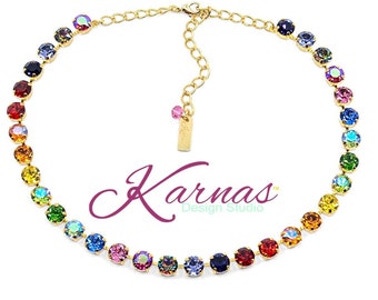 LUCKY CHARM 8mm Multi-Color Necklace Made With KDS Premium Crystal *Choose Your Finish *Karnas Design Studio™ *