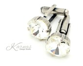 MEN 39 S CUFFLINKS 12mm Crystal Clear Cushion Cut K.D.S. Premium Crystal Antique Silver Karnas Design Studio Free Shipping
