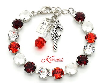 SWEET CANDY CANE 8mm Bracelet Made With  Crystal *Pick Your Finish™ *Karnas Design Studio *Free Shipping*