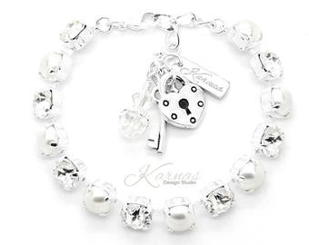 HAPPILY EVER AFTER 8mm Charm Bracelet Made With K.D.S. Premium Crystal *Pick Your Finish *Karnas Design Studio™ **