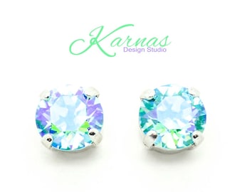 AQUA GLACIER 8mm Stud or Drop Earrings *K.D.S. Premium Crystal *Choose Your Finish *Karnas Design Studio™ **