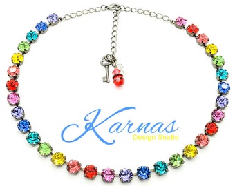 RAINBOW EFFECT 8mm Crystal Necklace Made With K.D.S. Premium Crystal *Pick Your Finish *Karnas Design Studio **