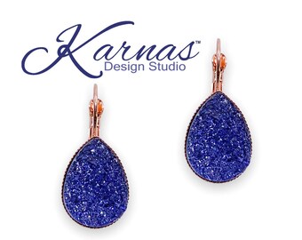 CURIOUS BLUE 18x13mm Faux Druzy Pear Drop Earrings *Choose Your Finish *Karnas Design Studio™ *Free Shipping