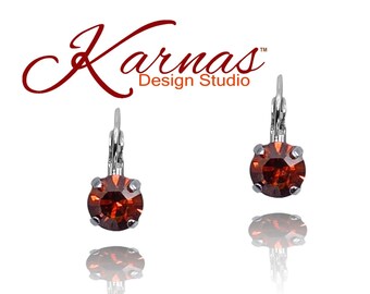 RED MAGMA 8mm Drop or Stud Earrings Made With K.D.S. Premium Crystal *Choose Your Finish *Karnas Design Studio™ *