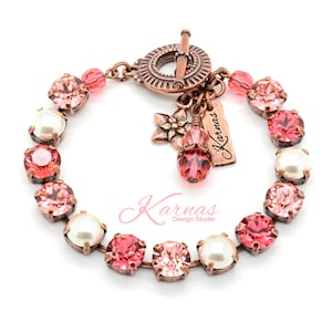 CRYSTAL SUNSET 8mm Crystal Chaton & Pearl Bracelet Made With  K.D.S. Premium Crystal *Pick Your Finish *Karnas Design Studio *Free Shipping*