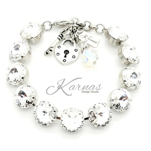 CRYSTAL CLEAR 12MM Charm Bracelet Made With K.D.S. Premium Crystal *Pick Your Finish *Karnas Design Studio™ **