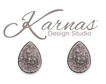 WHITE EARTH 18x13mm Faux Druzy Pear Stud Earrings *Choose Your Finish *Karnas Design Studio™ *