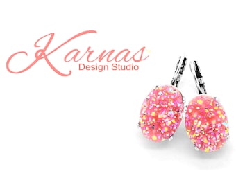 SALMON AB DRUZY 18X13mm Oval Faux Druzy Leverback Earrings *Choose Your Finish *Karnas Design Studio™ *Free Shipping