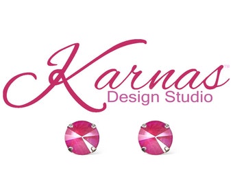 Radiant Strawberry Lacquer 12mm Earrings *Genuine Crystal *Pick Your Finish *Karnas Design Studio™ *Free Shipping