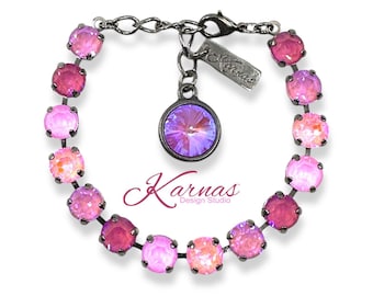 BLUSHING BLOSSOMS 8mm Genuine Crystal Bracelet  *Choose Your Finish *Karnas Design Studio™ *Free Shipping