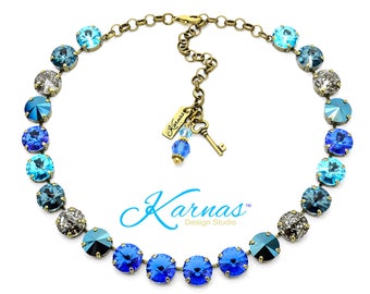 MOSAIC BLUE 12mm Full Choker K.D.S. Premium Crystal *Choose your Finish *Karnas Design Studio™ *Free Shipping*