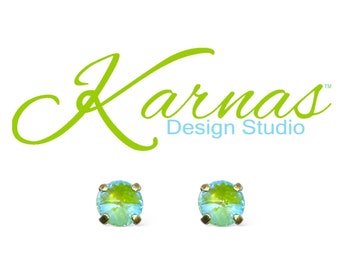 Radiant Neon Green Lacquer Stud or Drop Earrings *Genuine Crystal *Pick Your Finish *Karnas Design Studio™ Free Shipping