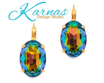 FIESTA 18x13mm Oval Drop Earrings *Genuine Crystal *Choose Your Finish *Karnas Design Studio™