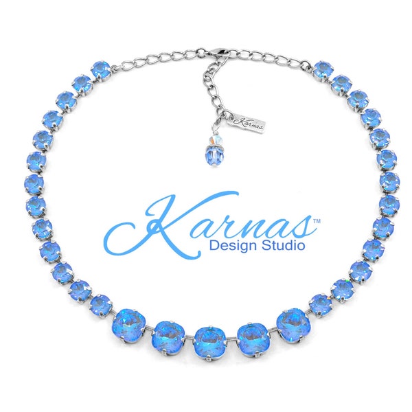 RADIANT STEEL BLUE 8/12mm Kissenschliff Resort Kette K.D.S. Premium Kristall * Wählen Sie Ihr Finish * Karnas Design Studio ™ * Kostenloser Versand