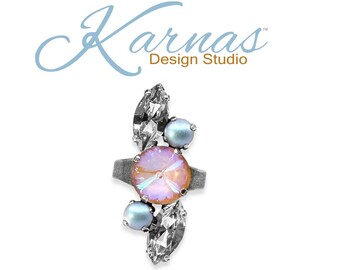 FLORENCE Mixed Size Adjustable Ring *Genuine Austrian Crystal *Antique Silver *Karnas Design Studio™ *Free Shipping