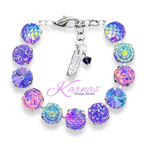 Bracelet sirène mystique 12 mm avec éléments mélangés et cristal autrichien * Choisissez votre finition * Karnas Design Studio™ * Livraison gratuite