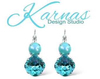 SEABREEZE 12/8mm 2-Stone Drop Earrings Genuine Austrian Crystal *Choose Your Finish *Karnas Design Studio™ *