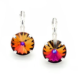 CRYSTAL VOLCANO 12mm Crystal Rivoli Drop Earrings Made With  Elements *Pick Your Metal *Karnas Design Studio **