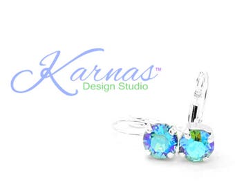 LIGHT TURQUOISE GLACIER 8mm Drop or Stud Earrings K.D.S. Premium Crystal *Choose Your Finish *Karnas Design Studio™ *Free Shipping